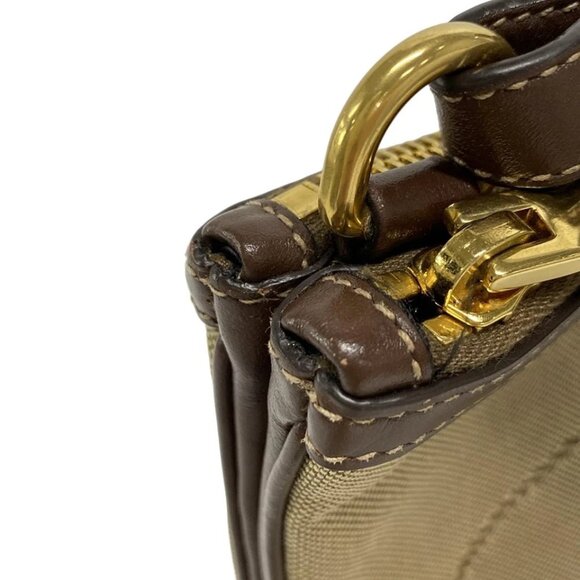 PRADA Logo Jacquard - Khaki Dark Brown Jacquard Leather Shoulder Bag 684-081625 - Picture 11 of 14